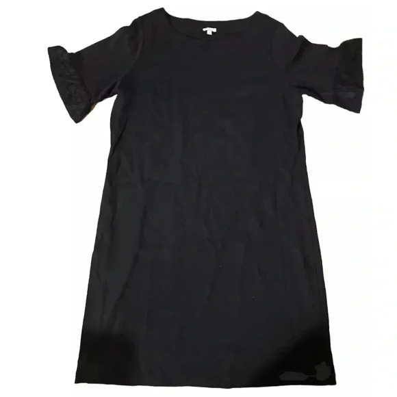 Women’s Talbots Short Sleeve Black Dress With Eyelet Sleeves Size 1X - Picture 1 of 3